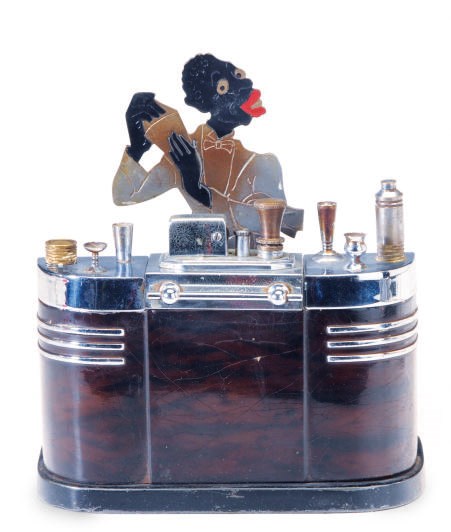 AN ART DECO CHROME AND FAUX TORTOISESHELL TABLE LIGHTER,