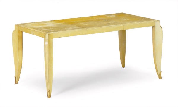 A FRENCH PARCHMENT COFFEE TABLE,