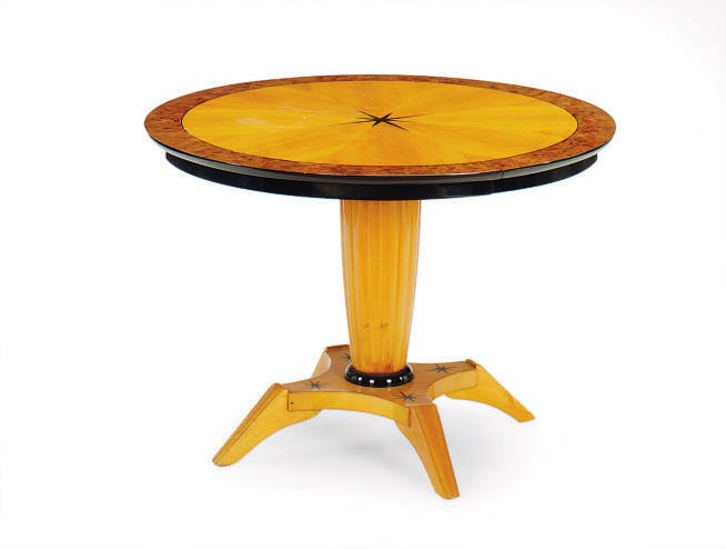 A FRUITWOOD AND EBONIZED CIRCULAR SIDE TABLE,