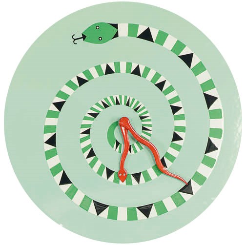A PAINTED-METAL CIRCULAR WALL CLOCK,