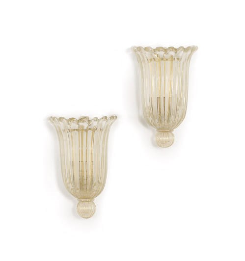 A PAIR OF VENETIAN GLASS WALL-LIGHTS,