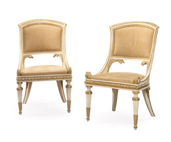 A PAIR OF NORTH ITALIAN CREAM-PAINTED AND PARCEL-GILT SIDE CHAIRS,