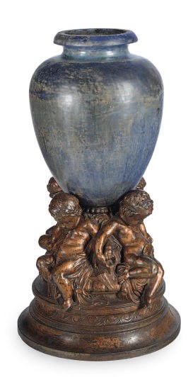 A FRENCH GILT AND CAST-IRON JARDINIERE,