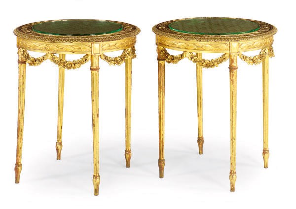 A PAIR OF FRENCH GILTWOOD GUERIDONS,