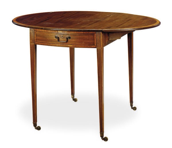 A GEORGE III MAHOGANY PEMBROKE TABLE,