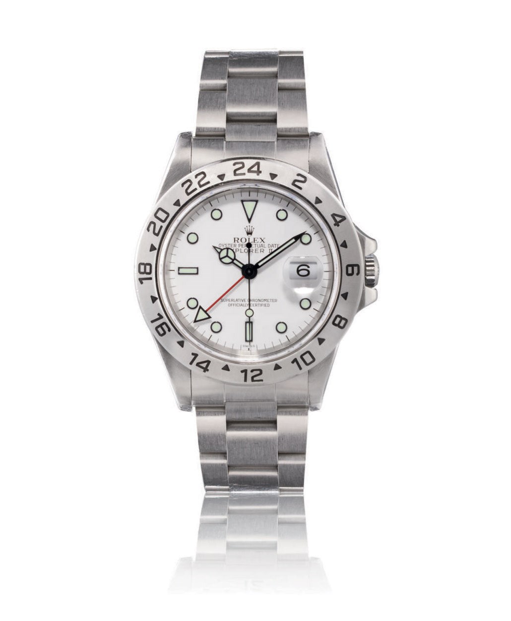 ROLEX, EXPLORER II, REF. 16570

STAINLESS STEEL AUTOMATIC DUAL TIME BRACELET WATCH WITH DATE DISPLAY