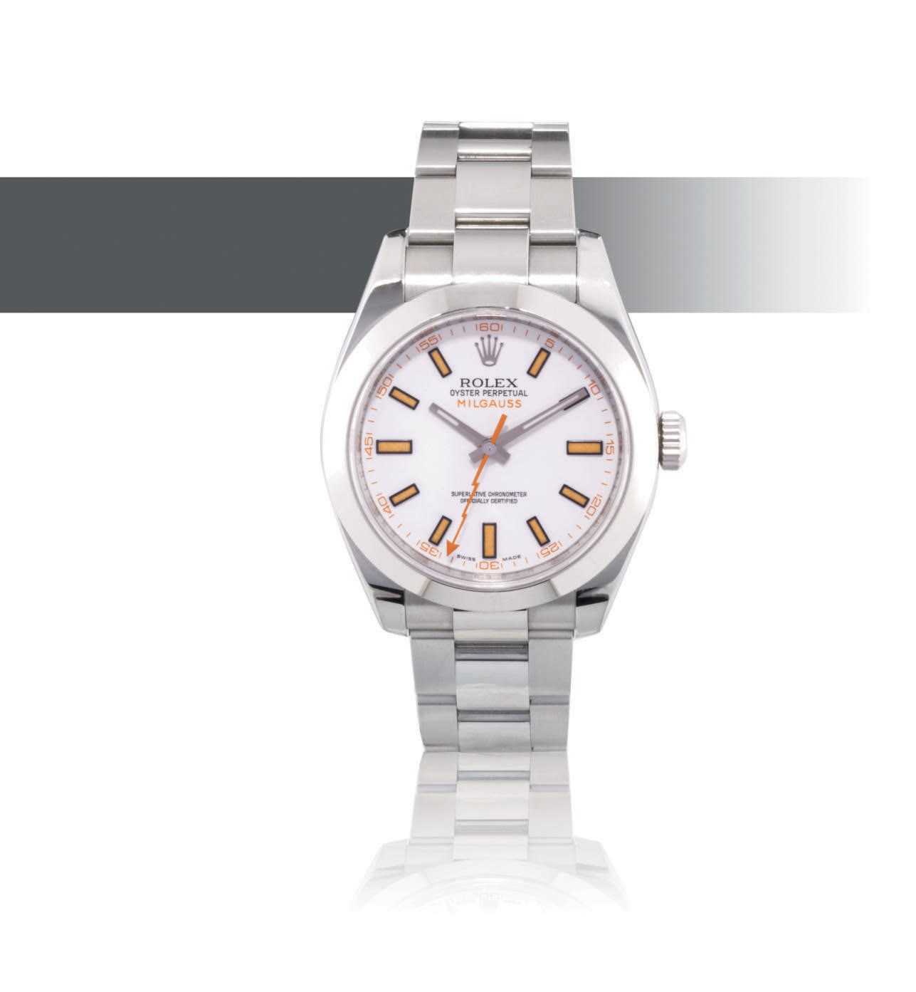 ROLEX, MILGAUSS, REF. 116400

STAINLESS STEEL AUTOMATIC ANTIMAGNETIC BRACELET WATCH