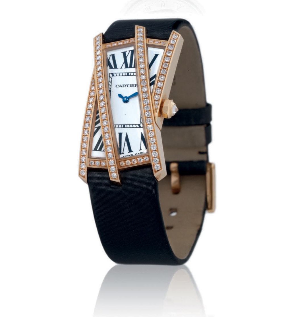 CARTIER, TANK CRASH

LADY'S PINK GOLD AND DIAMOND-SET QUARTZ WRISTWATCH