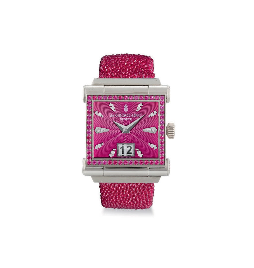 A LADY'S RUBY 'INSTRUMENTO GRANDE' AUTOMATIC WRISTWATCH, BY DE GRISOGONO