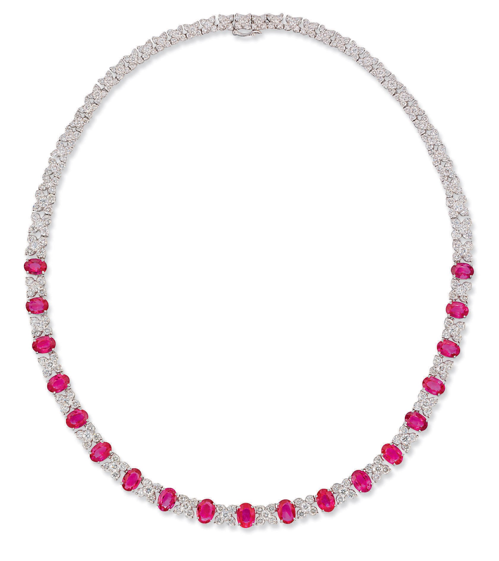 A DIAMOND AND RUBY COLLAR NECKLACE