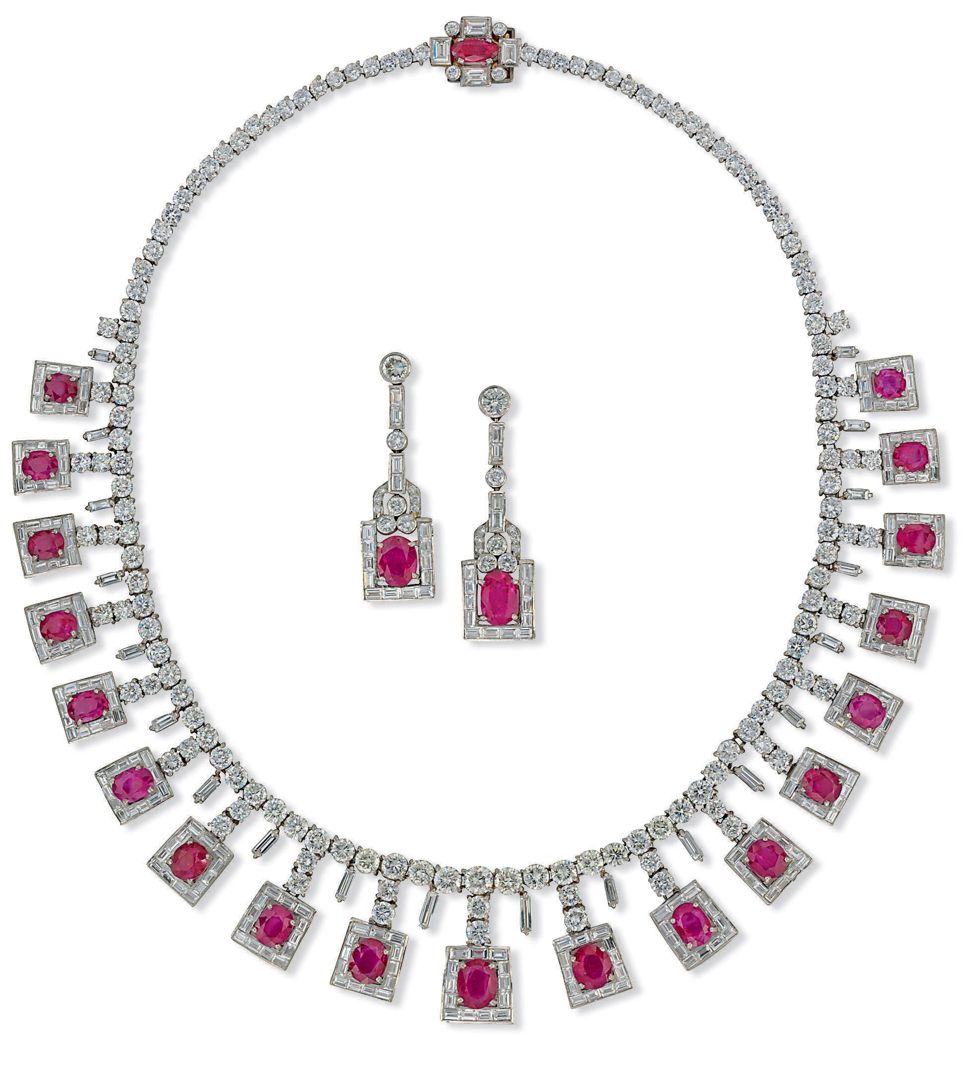 A RUBY AND DIAMOND SET