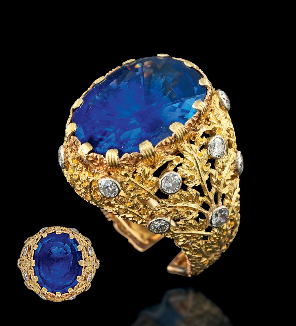 A FINE SAPPHIRE AND DIAMOND RING, BY BUCCELLATI