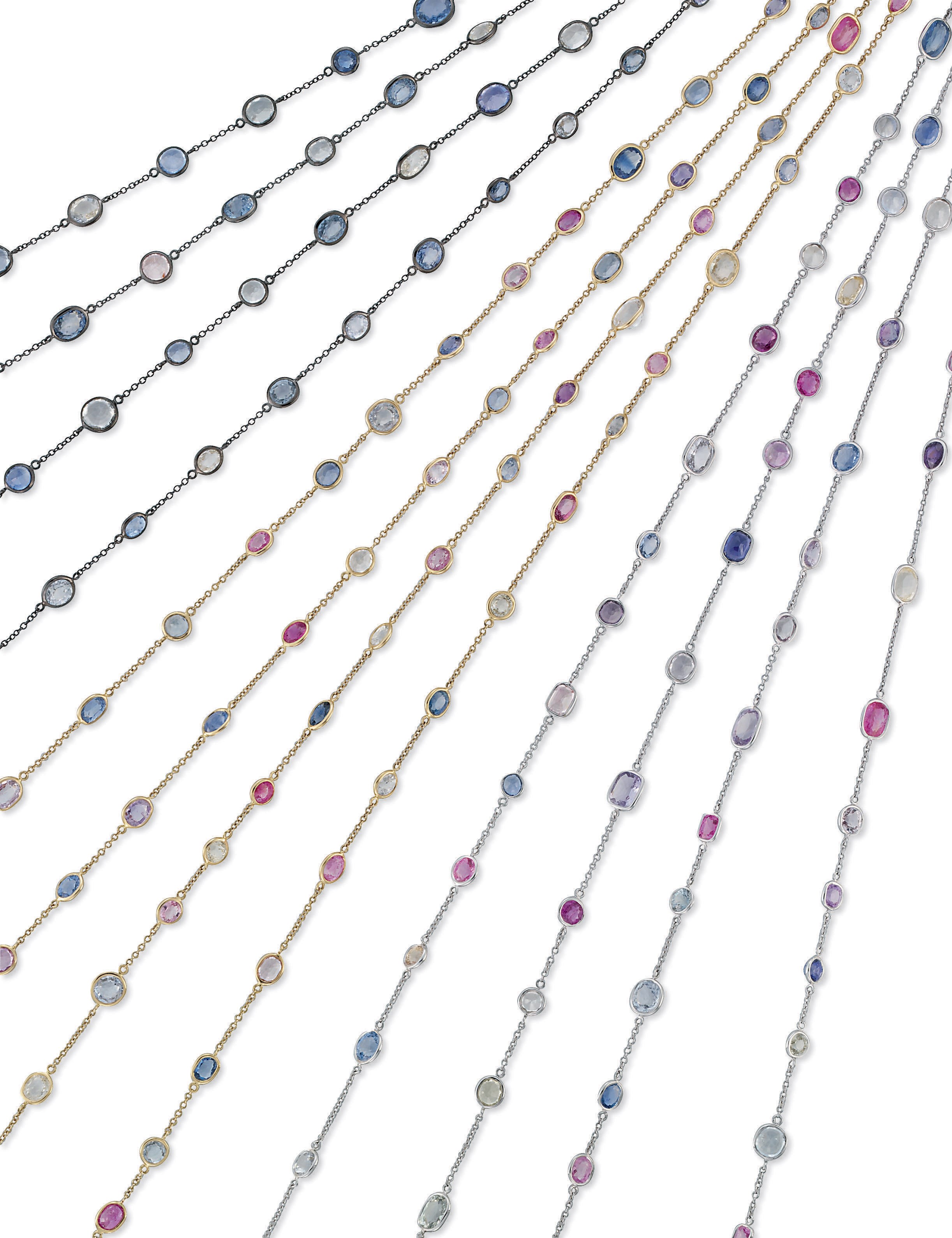 THREE MULTI-COLOURED SAPPHIRE SAUTOIRS