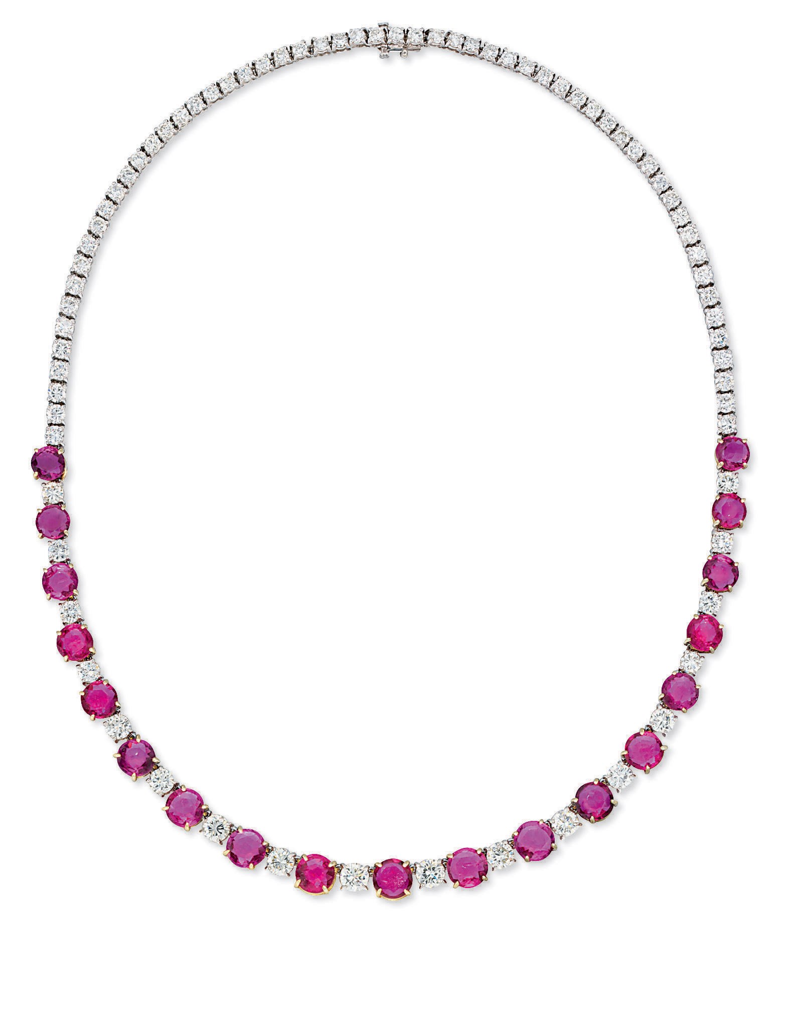 A RUBY AND DIAMOND NECKLACE