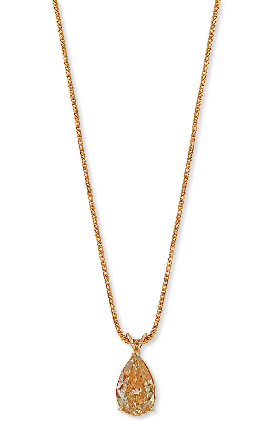 A COLOURED DIAMOND PENDENT NECKLACE