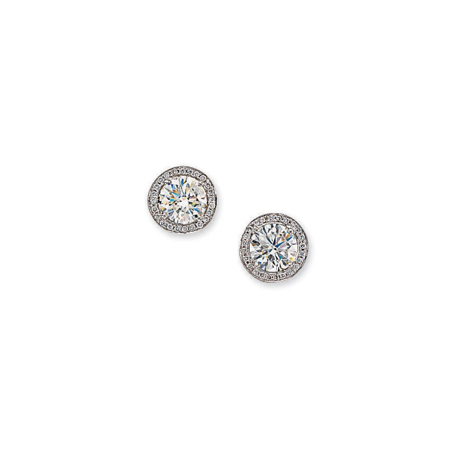 A PAIR OF DIAMOND EAR STUDS