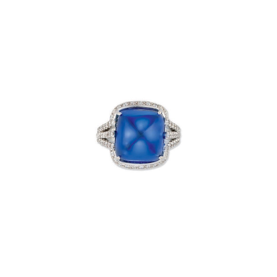 A SAPPHIRE AND DIAMOND RING