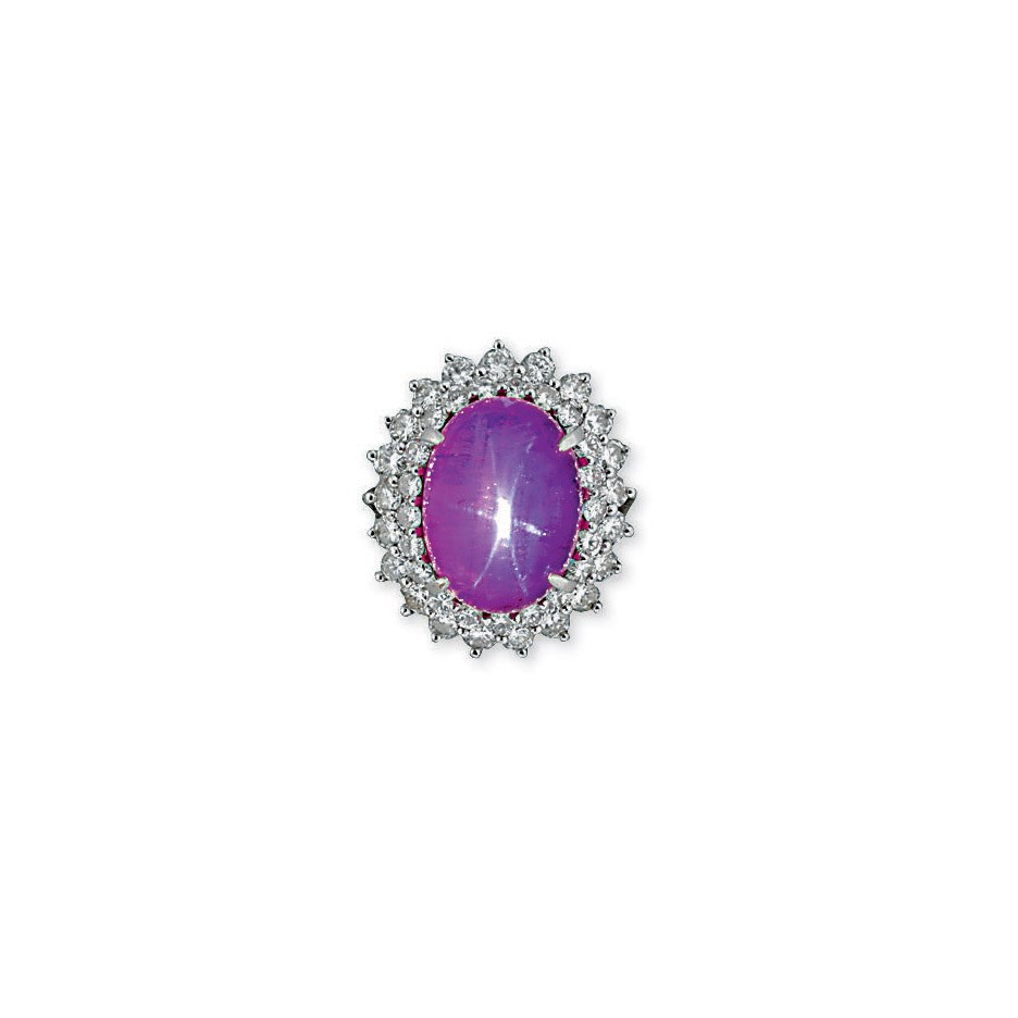 A STAR RUBY AND DIAMOND RING