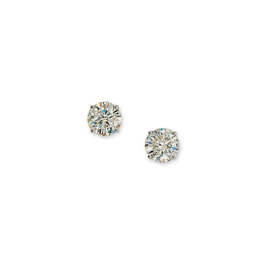 A PAIR OF DIAMOND EAR STUDS