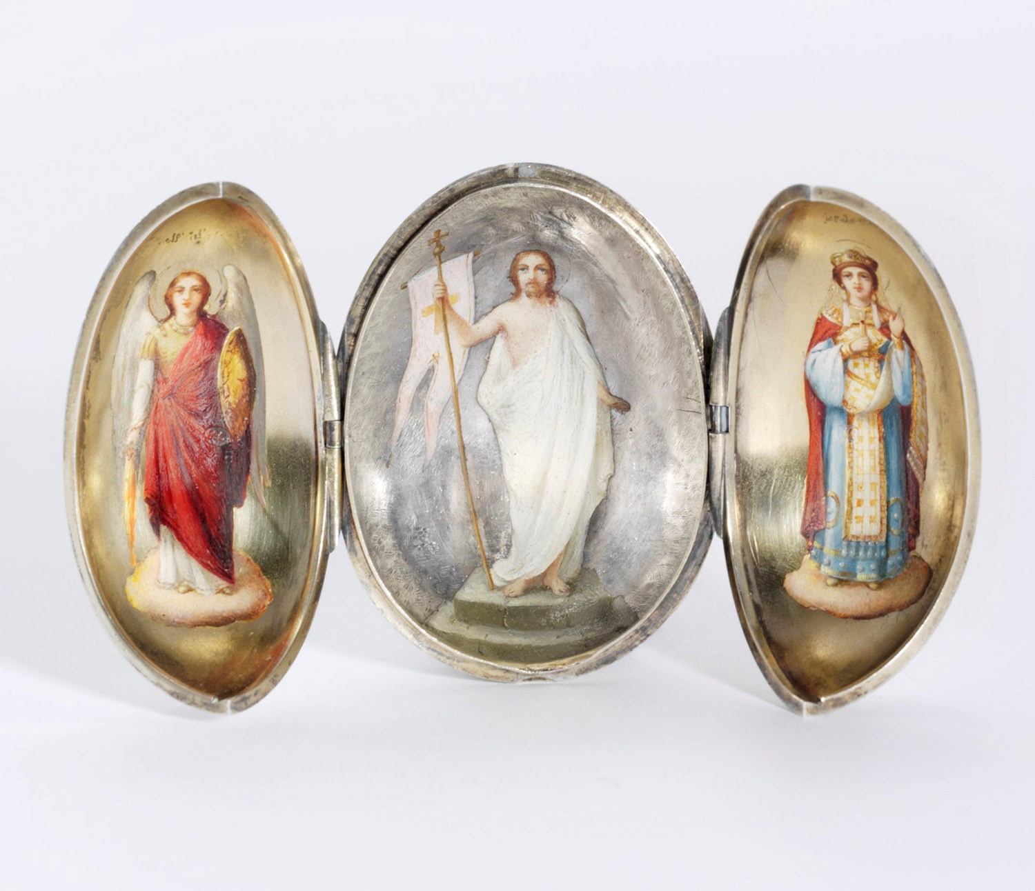 A RUSSIAN PARCEL-GILT SILVER EASTER EGG