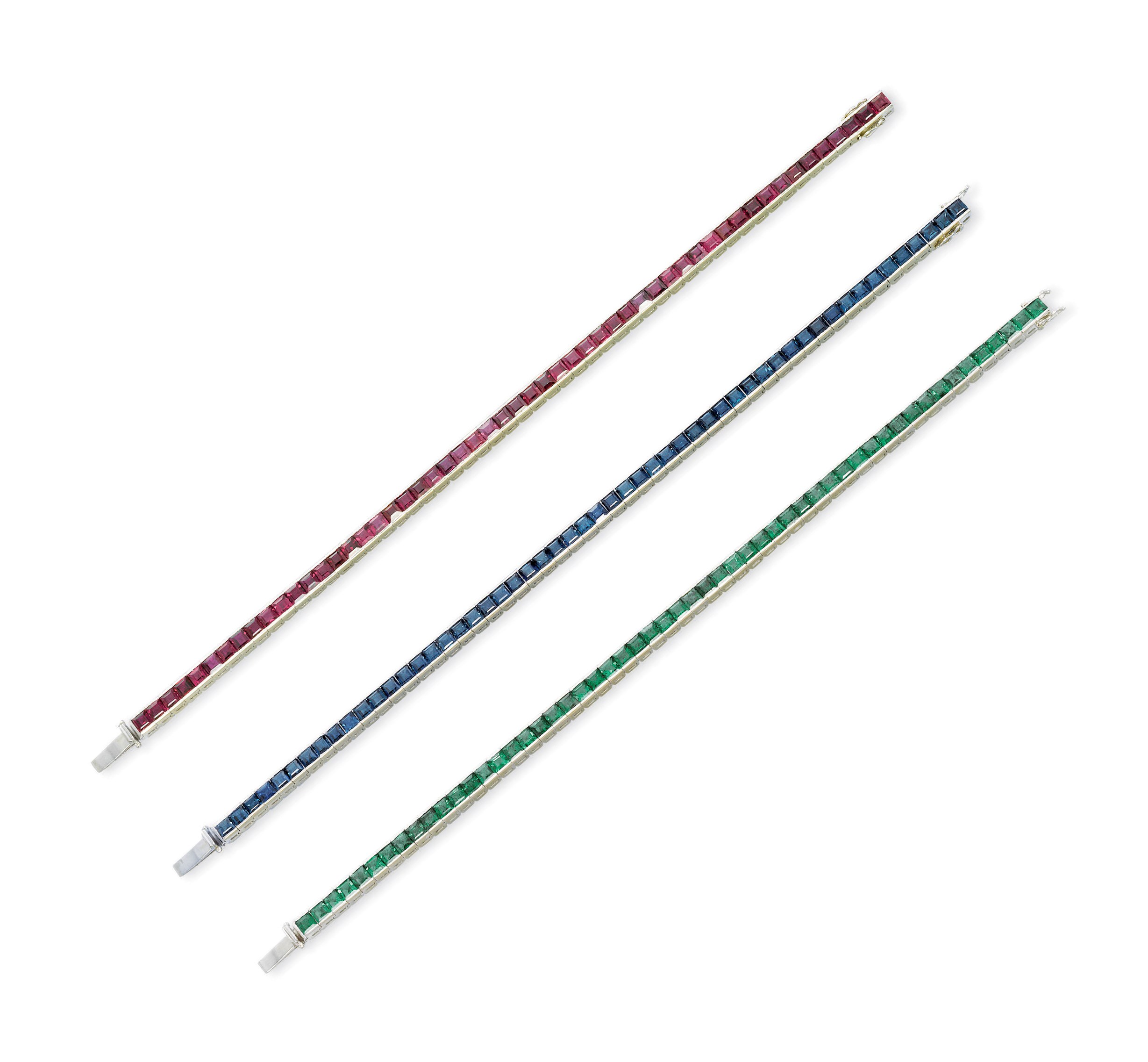 A SET OF THREE LINE BRACELETS