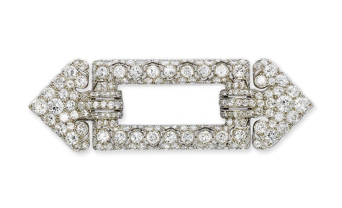 AN ART DECO DIAMOND BROOCH, BY CARTIER