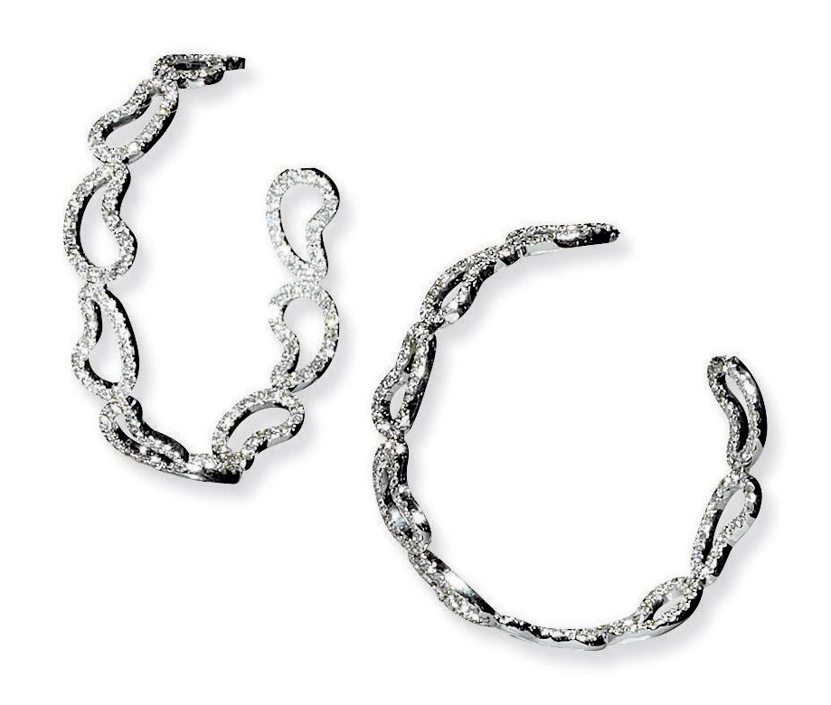 A PAIR OF DIAMOND HOOP EARRINGS
