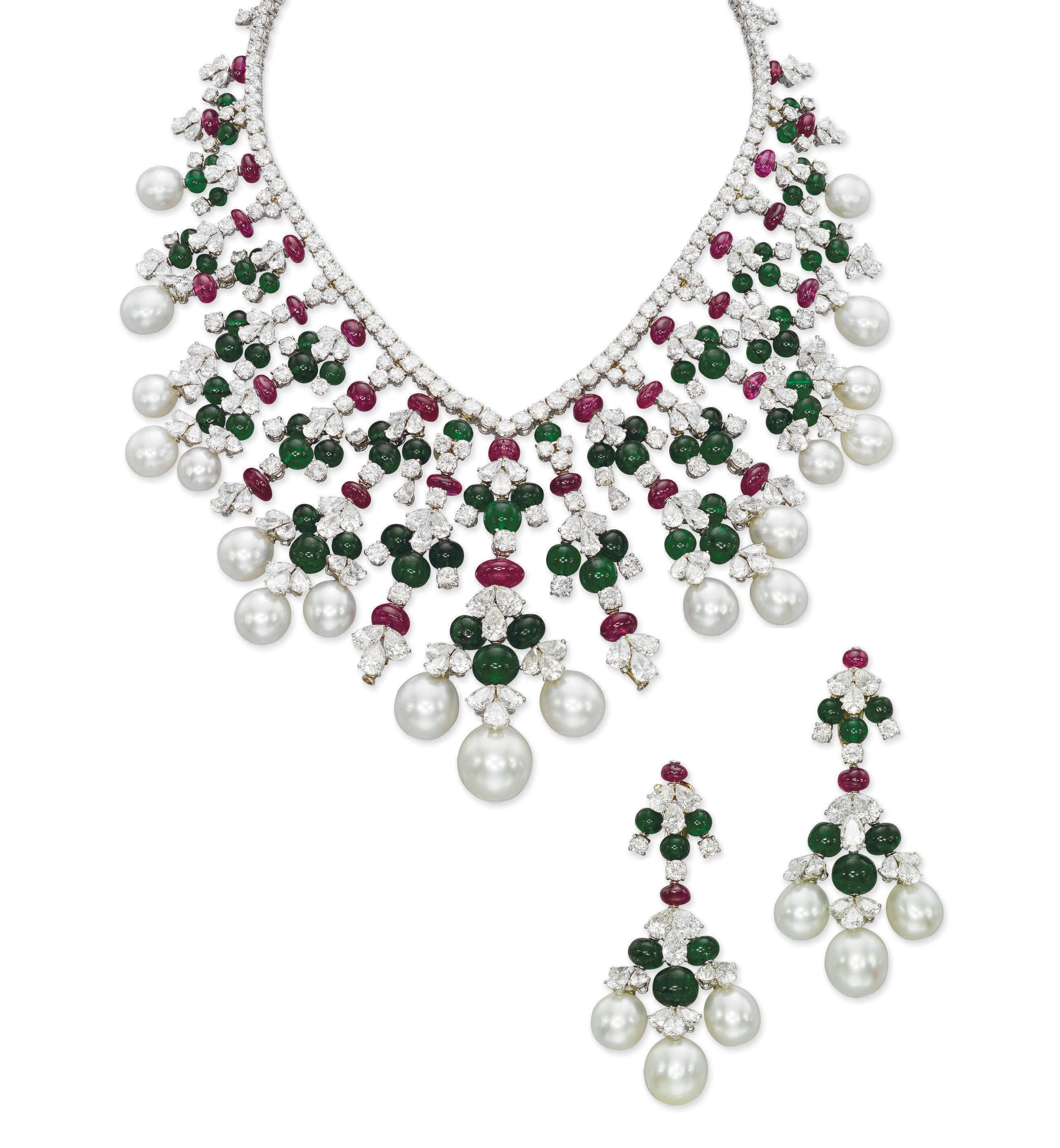 A MULTI-GEM AND CULTURED PEARL SET OF JEWELLERY
