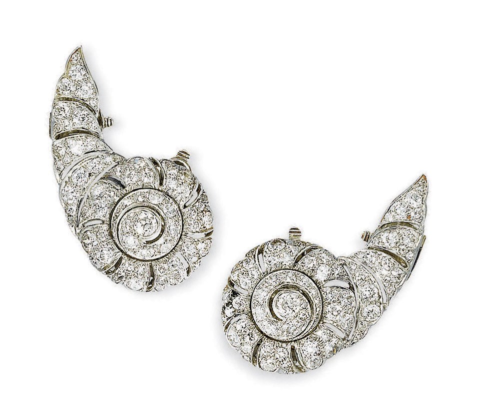 A PAIR OF DIAMOND 'COQUILLAGE AILE' EAR CLIPS, BY BOIVIN