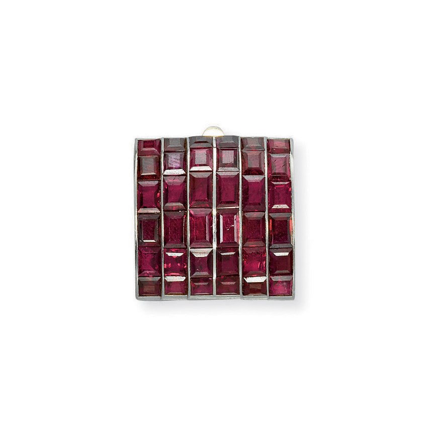 AN ART DECO RUBY "PONT" BROOCH, BY SUZANNE BELPERRON