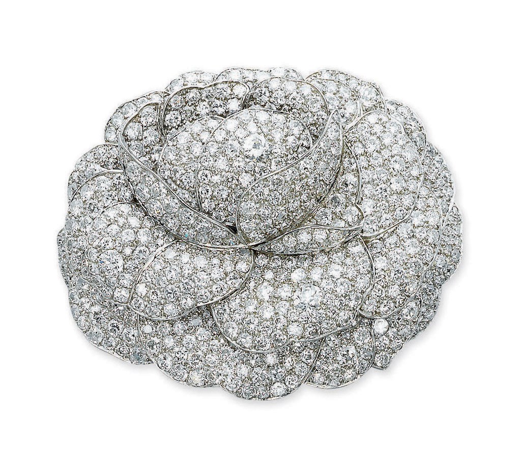 A DIAMOND CAMELIA BROOCH, BY BOIVIN
