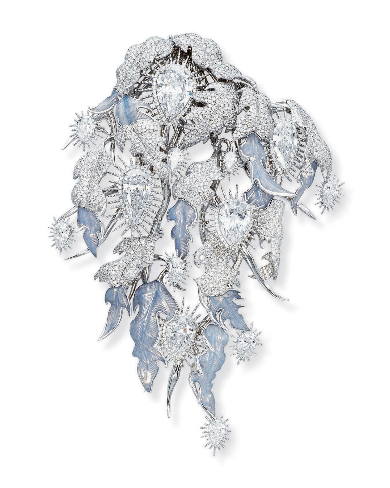 A UNIQUE 'WHITE LIGHT' DIAMOND BROOCH, WITH STEINMETZ DIAMONDS, DESIGNED BY SHAUN LEANE