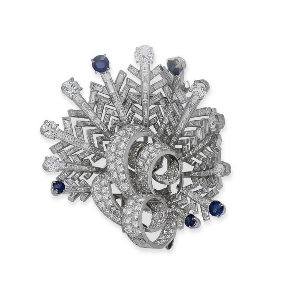 BROCHE SAPHIRS ET DIAMANTS