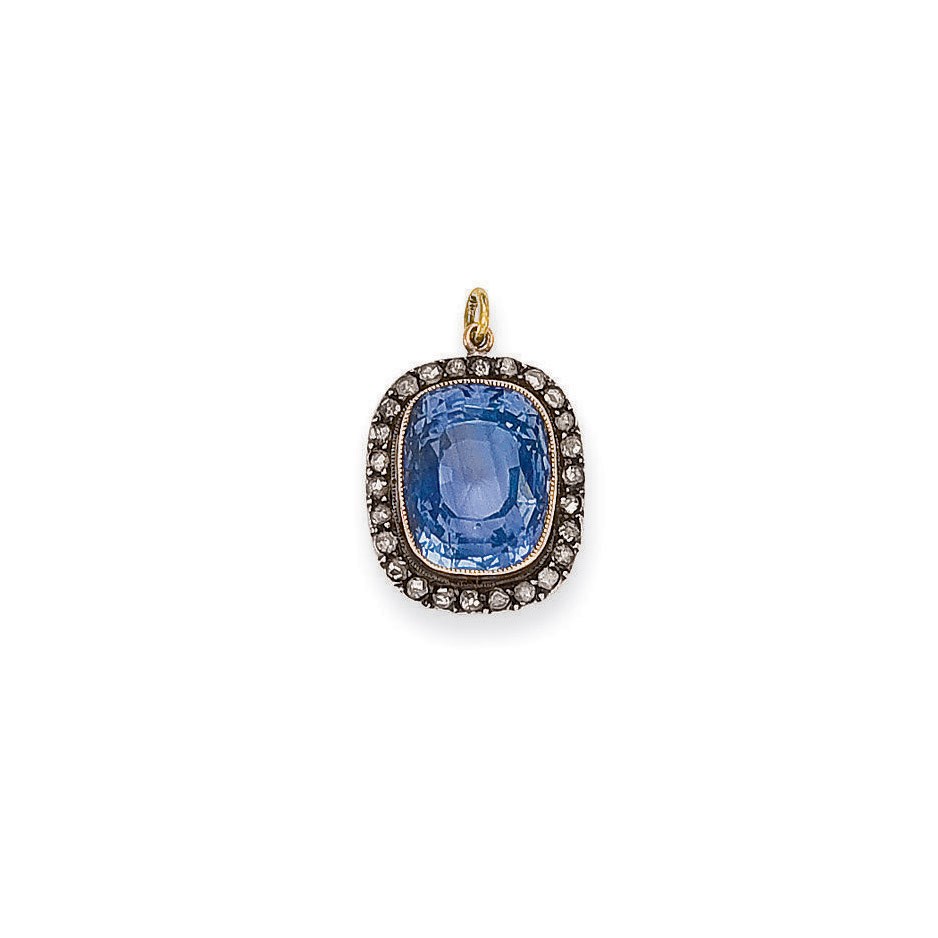 PENDENTIF SAPHIR ET DIAMANTS