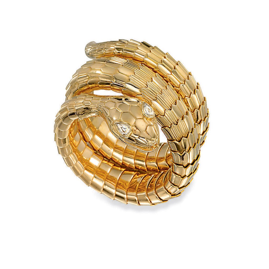 A DIAMOND-SET SNAKE BANGLE