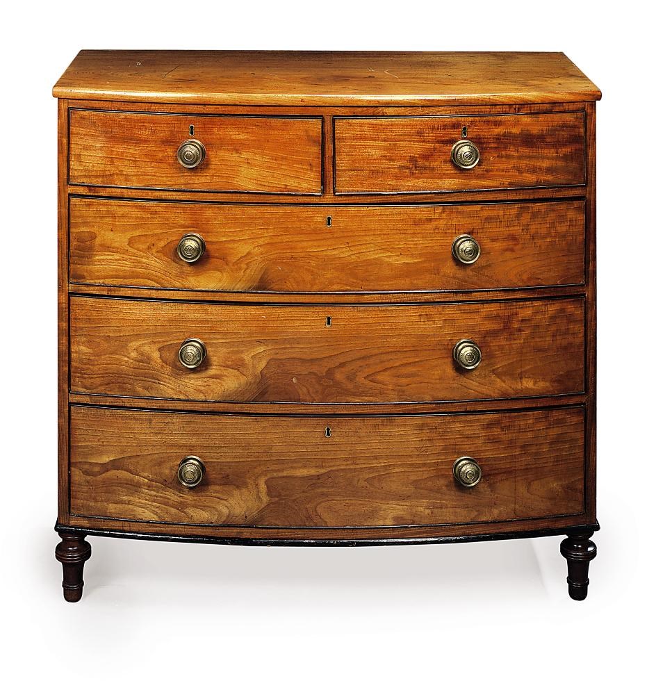 A REGENCY MAHOGANY BOWFRONT CHEST