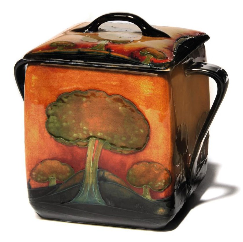 A Moorcroft Eventide Biscuit Box and Cover