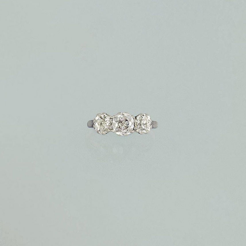 A diamond three-stone ring