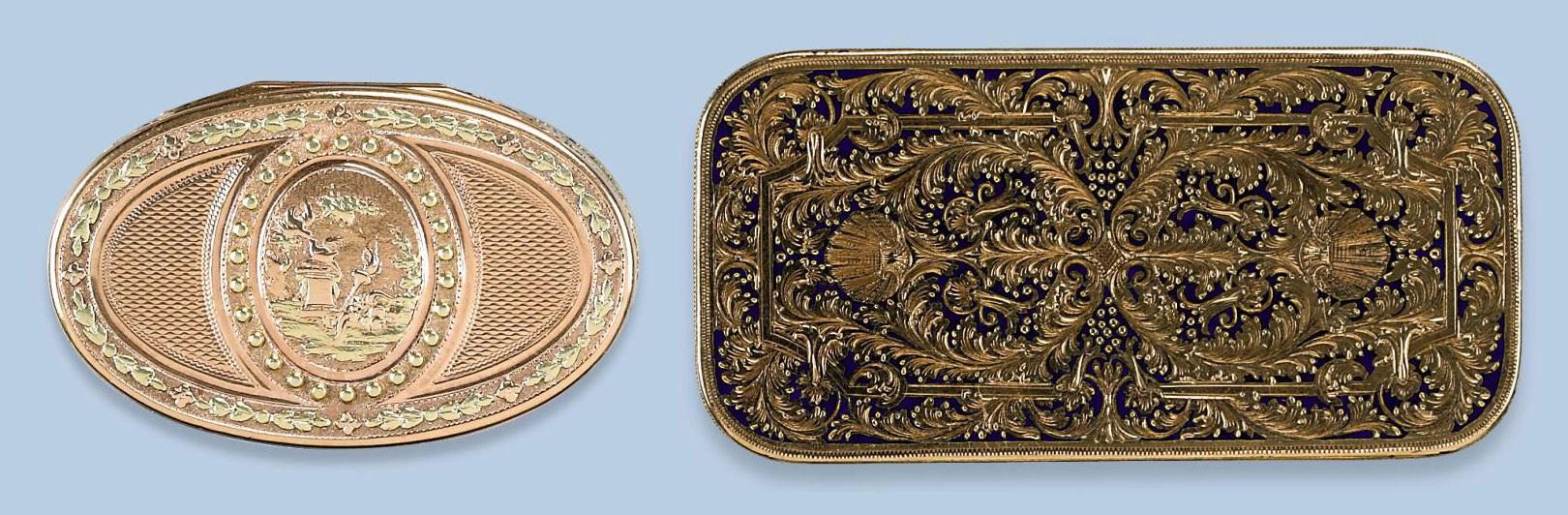 TWO ANTIQUE GOLD SNUFF-BOXES