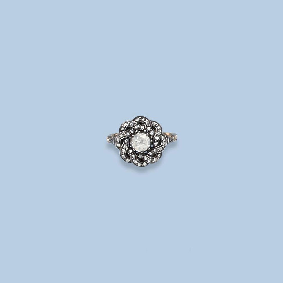 A ROSE-CUT DIAMOND RING