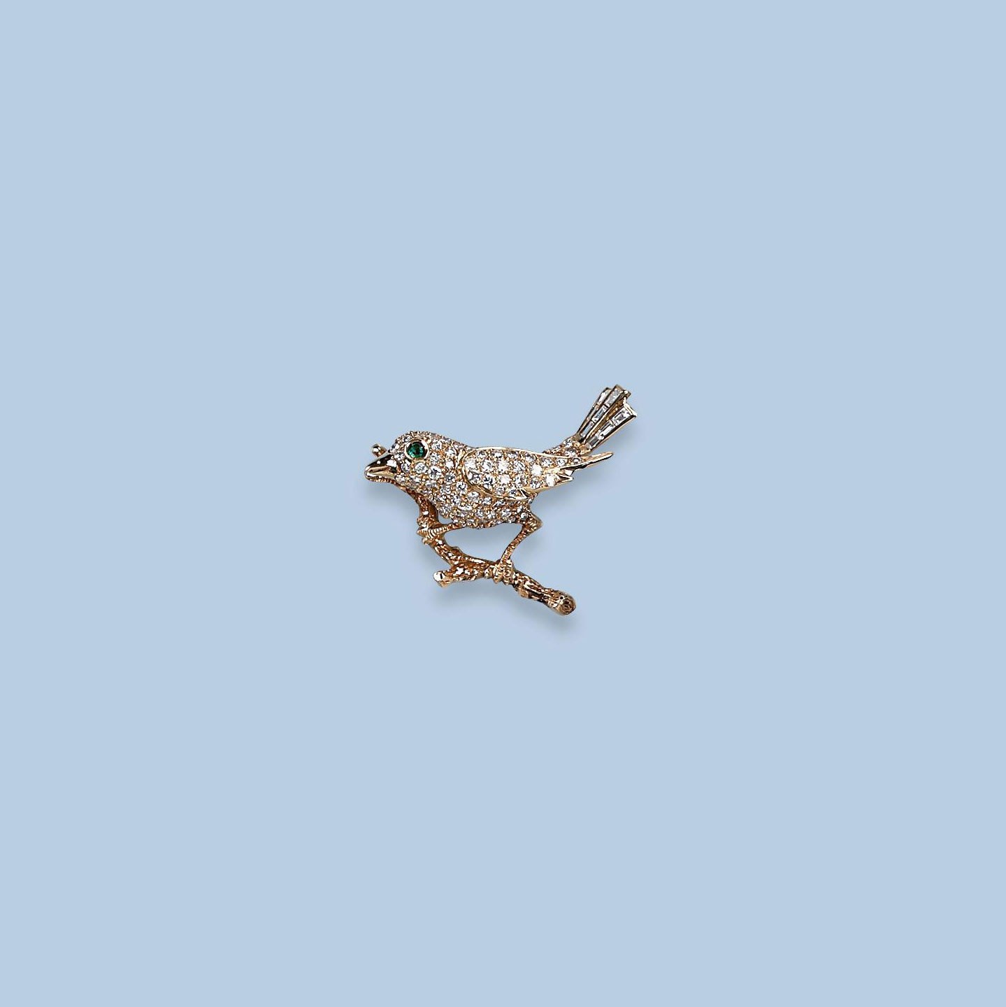 A DIAMOND BIRD BROOCH