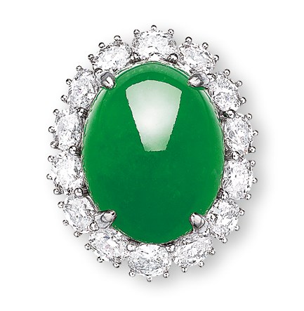A JADEITE AND DIAMOND RING