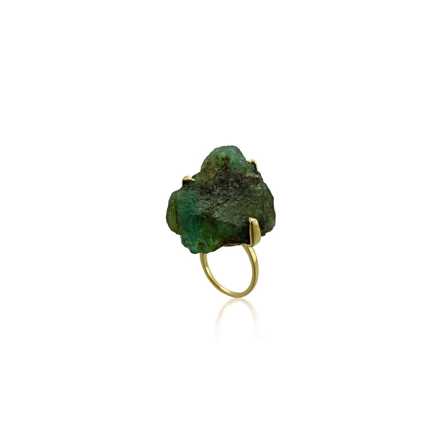 A ROUGH EMERALD RING