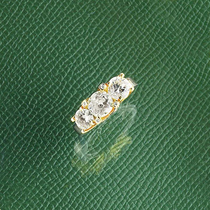 A diamond three-stone ring