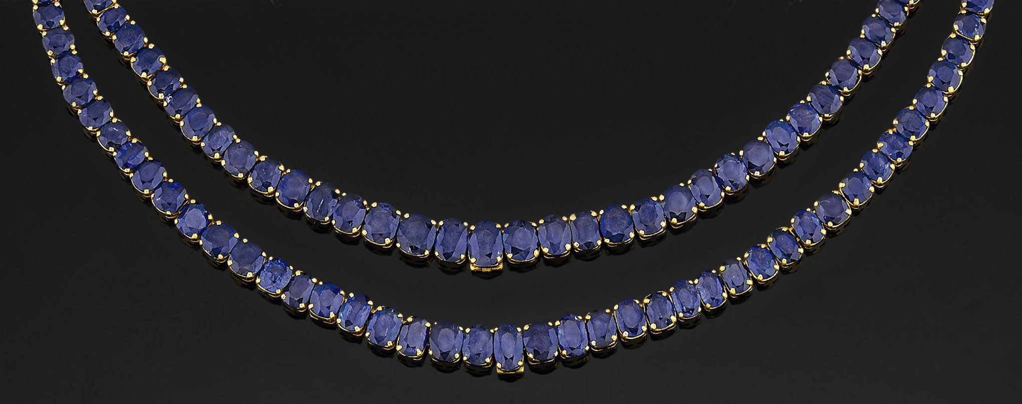A double-row sapphire necklace