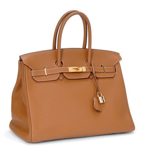 A GOLD LEATHER 'BIRKIN' BAG