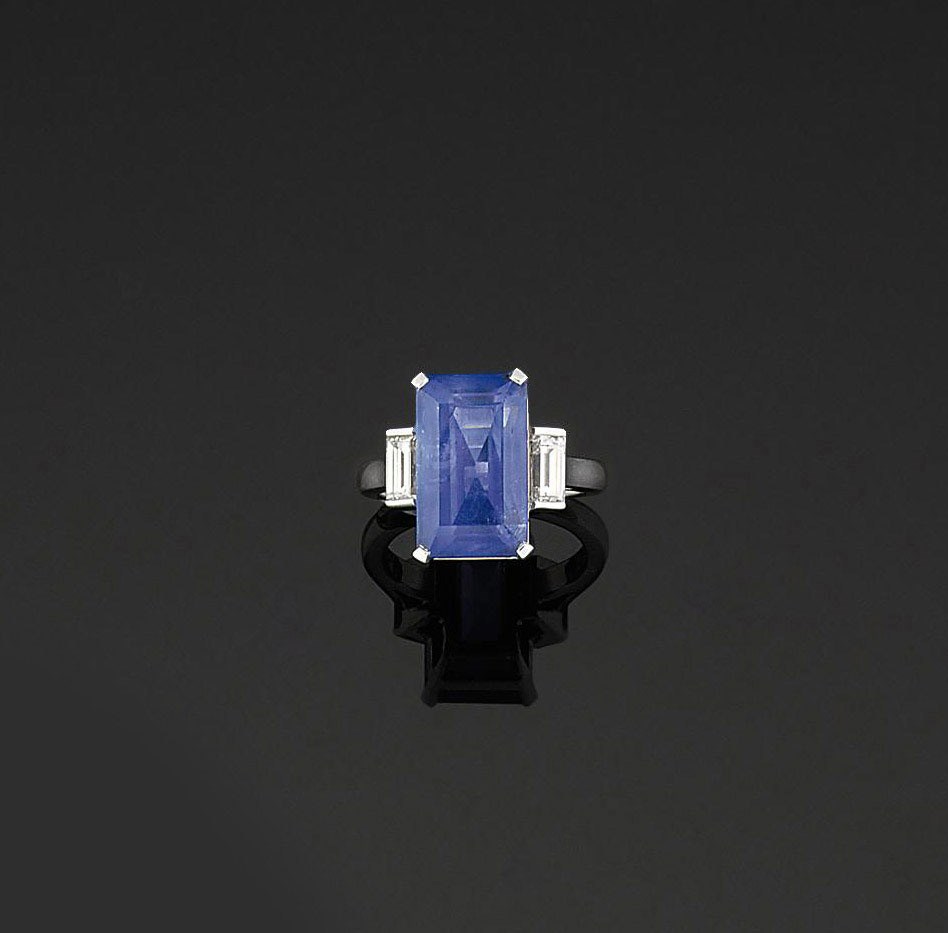 A sapphire single-stone ring