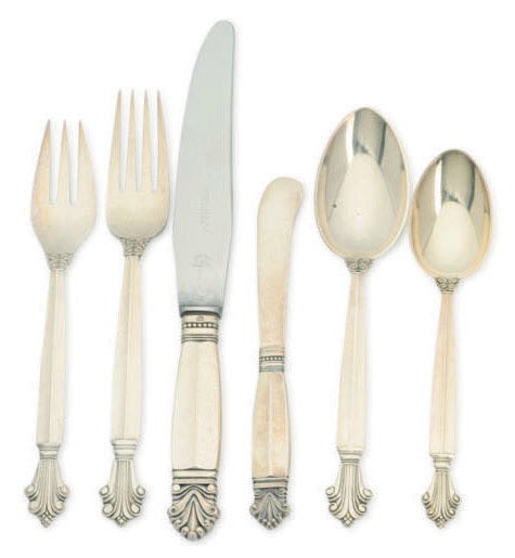 A DANISH SILVER FLATWARE PART SERVICE,