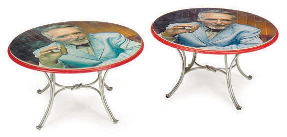 TWO CIRCULAR LOW TABLES