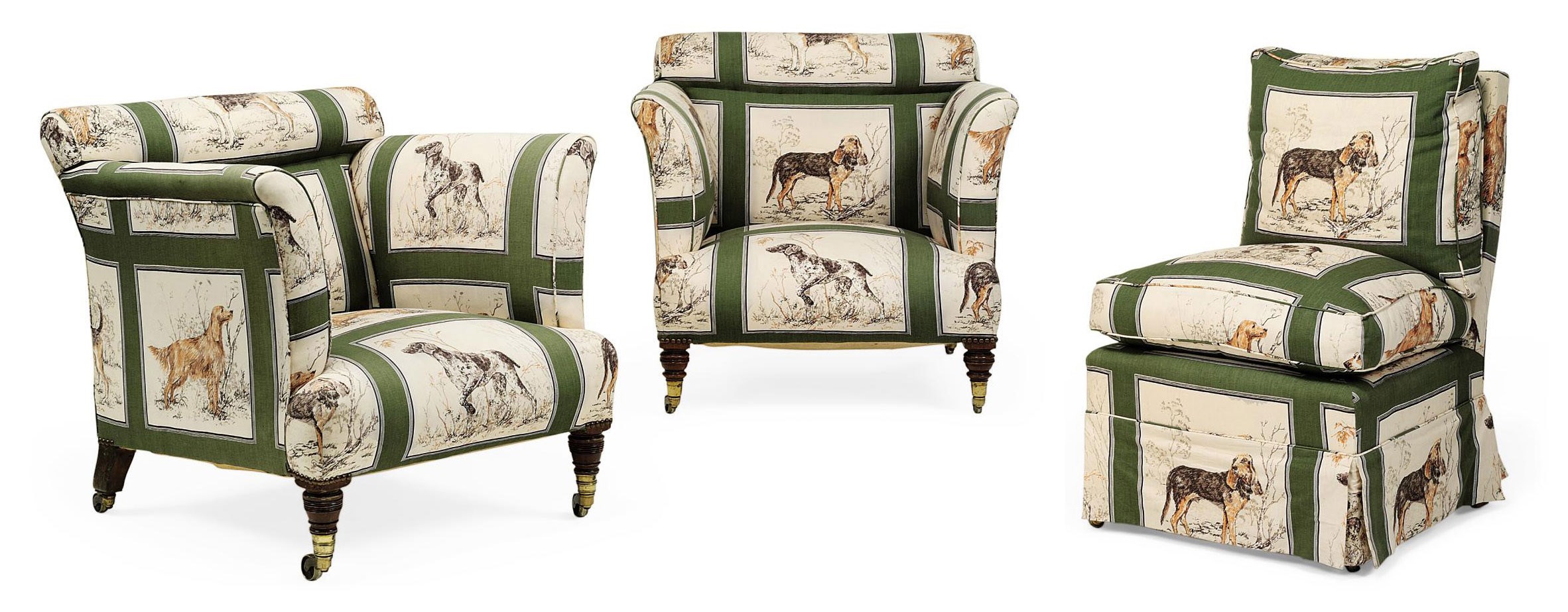 A MATCHED PAIR OF SMALL EASY ARMCHAIRS